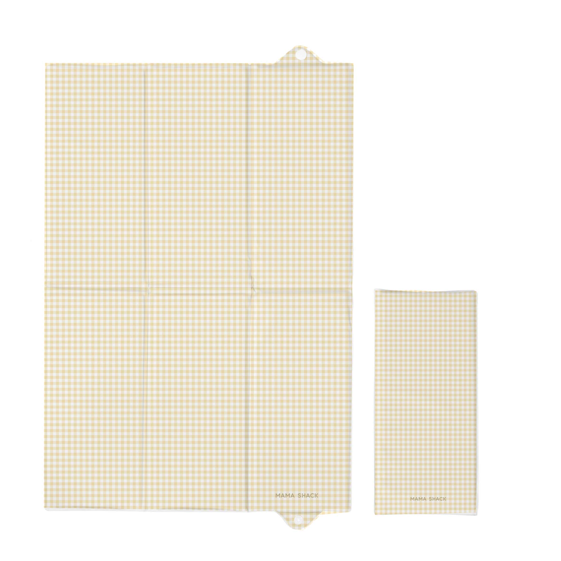 Foldable Travel Changing Mat - Butter Yellow Gingham