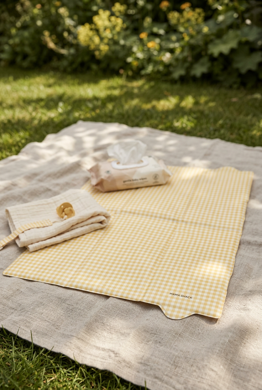 Foldable Travel Changing Mat - Butter Yellow Gingham