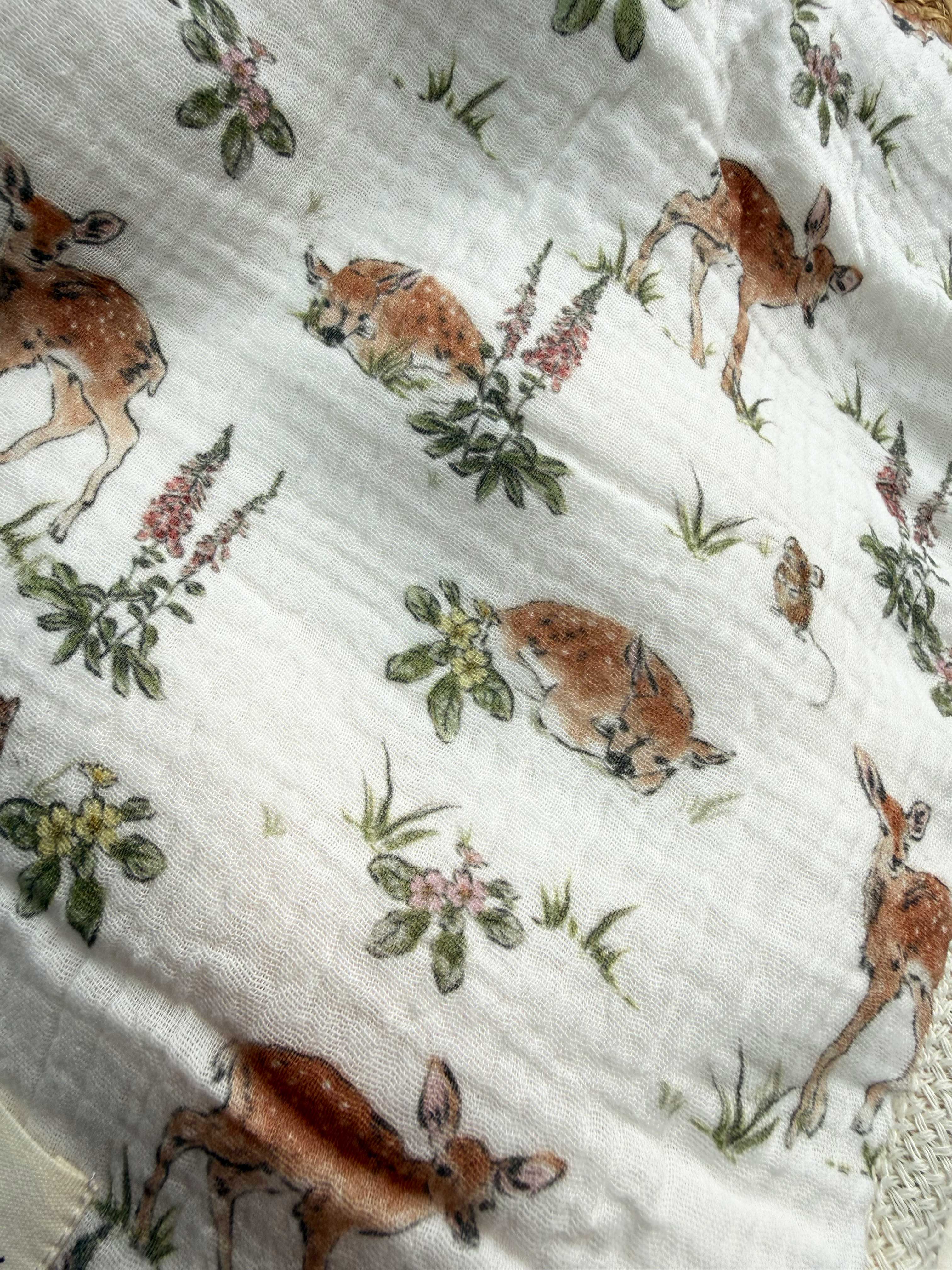 Muslin Sherpa Fleece Baby Blanket - Fawn & Fox Glove