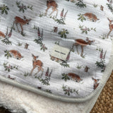 Muslin Sherpa Fleece Baby Blanket - Fawn & Fox Glove