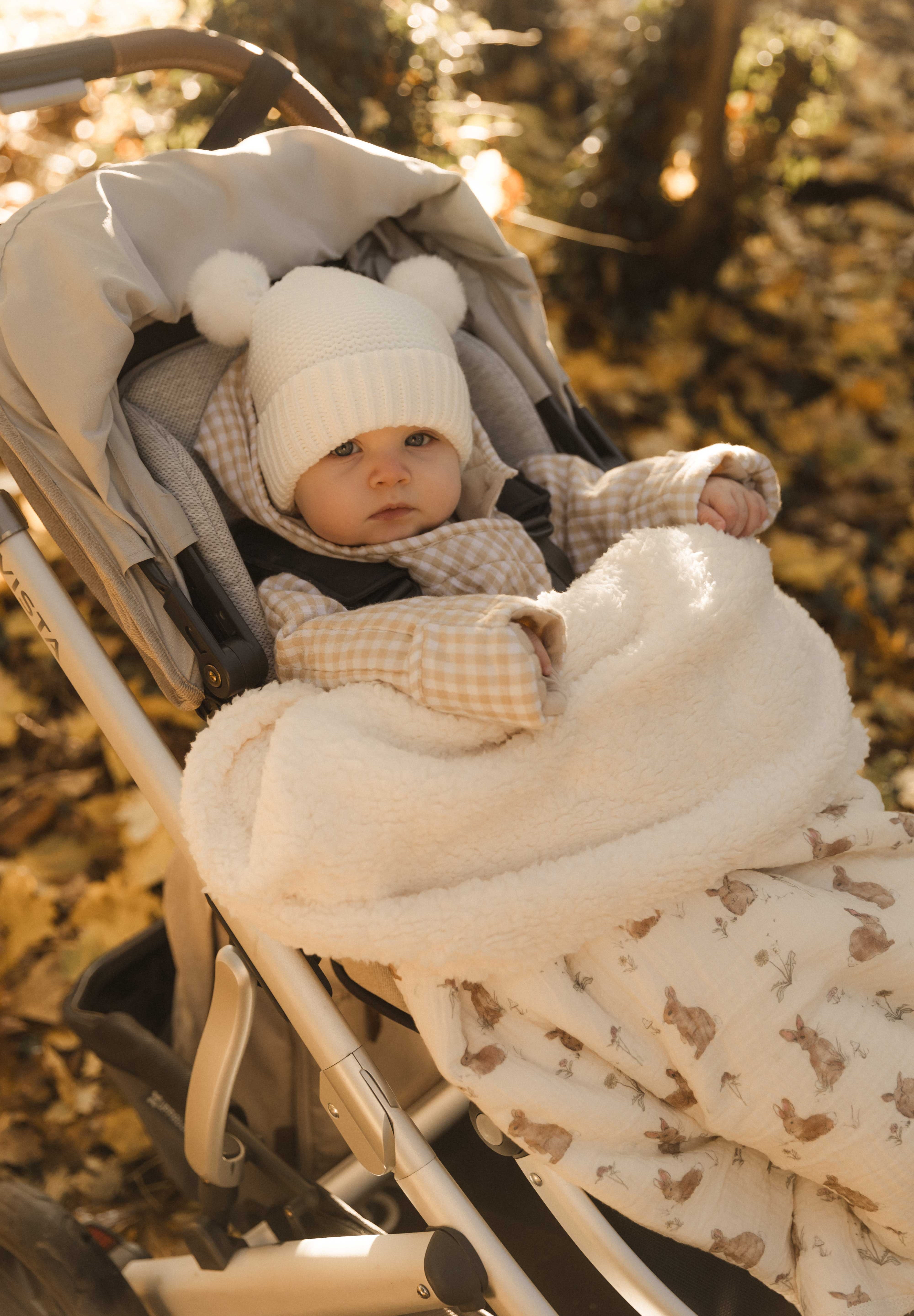 Muslin Sherpa Fleece Baby Blanket - Bunnies