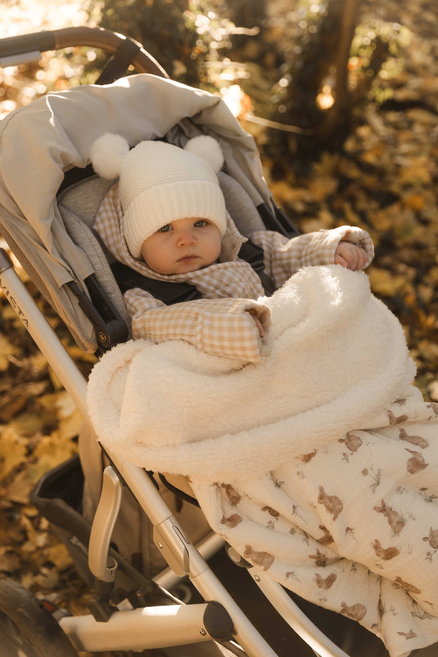 Muslin Sherpa Fleece Baby Blanket - Bunnies