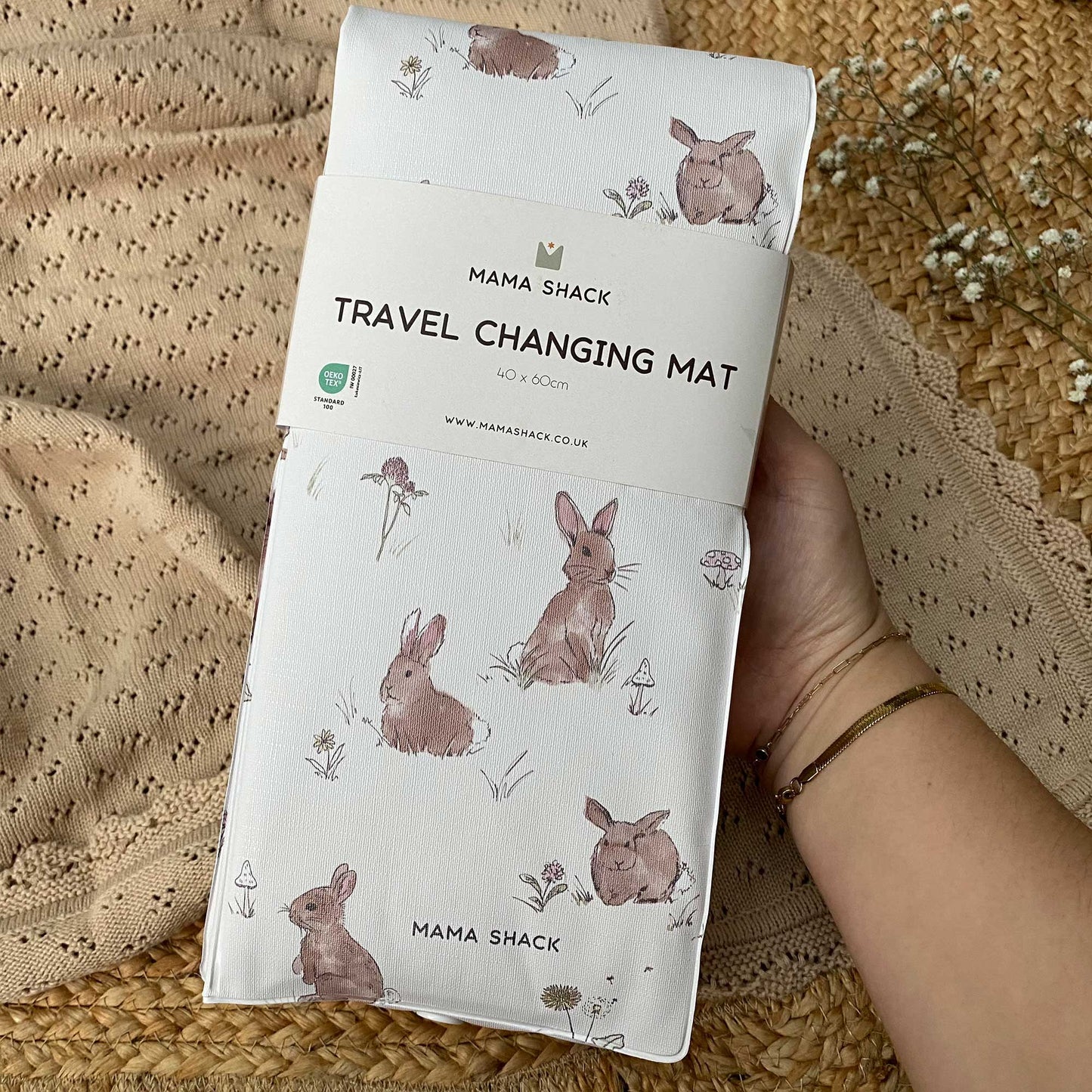 Foldable Travel Changing Mat - Bunnies