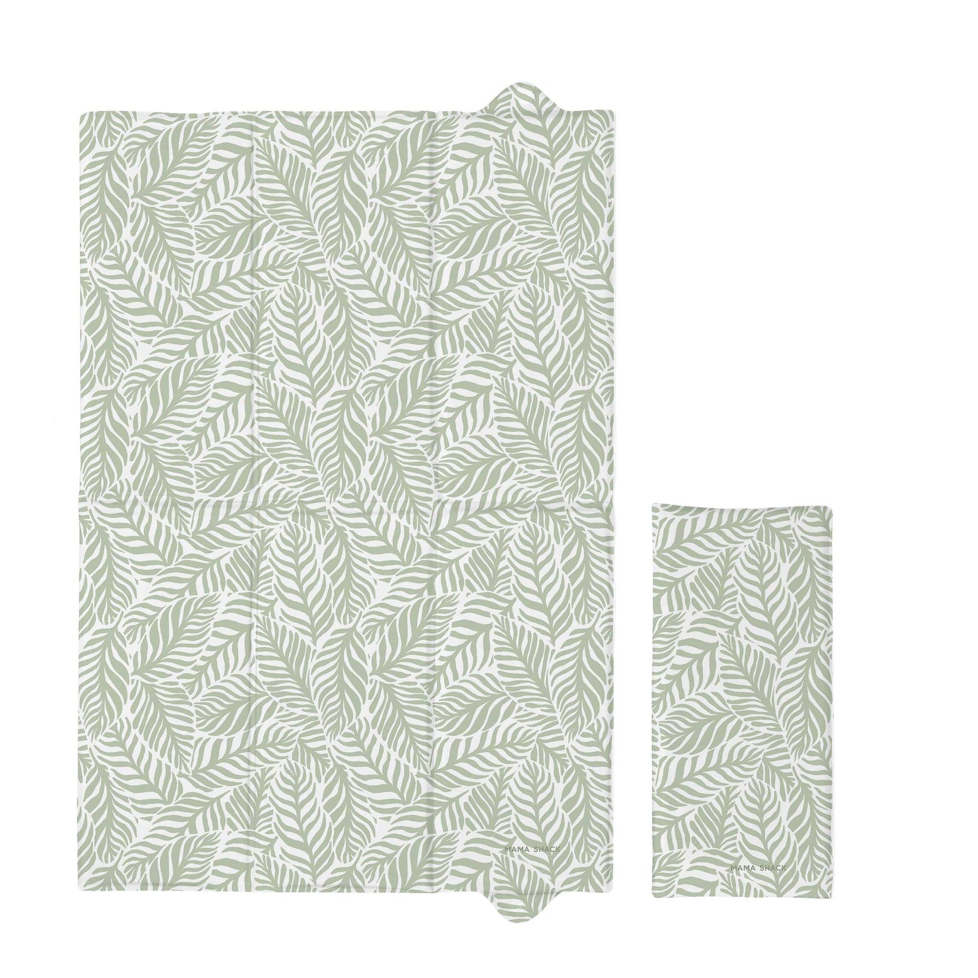 Foldable Travel Changing Mat - Linear Leaf Sage