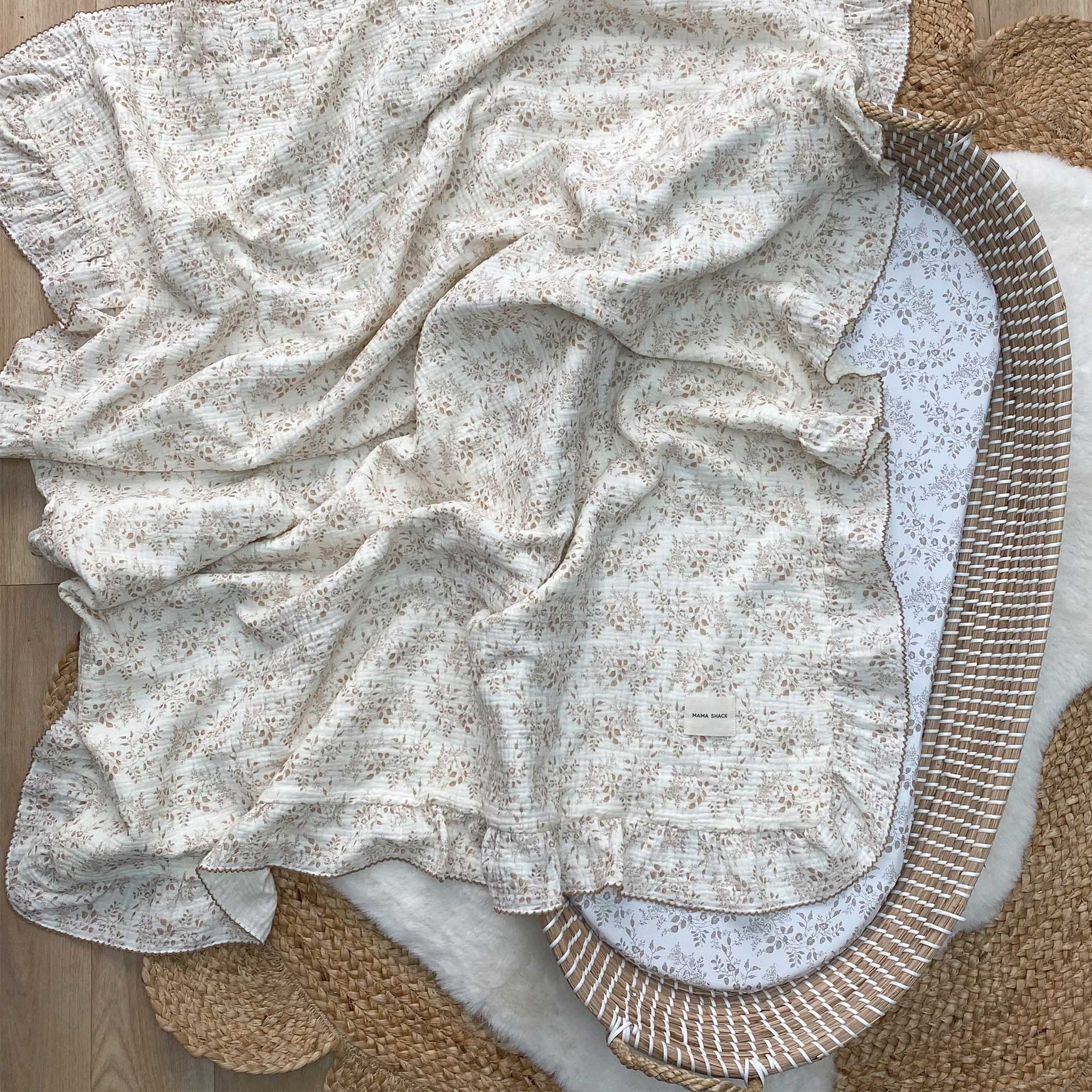 Muslin Frill Blanket - Vintage Floral