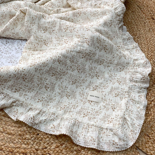 Muslin Frill Blanket - Vintage Floral