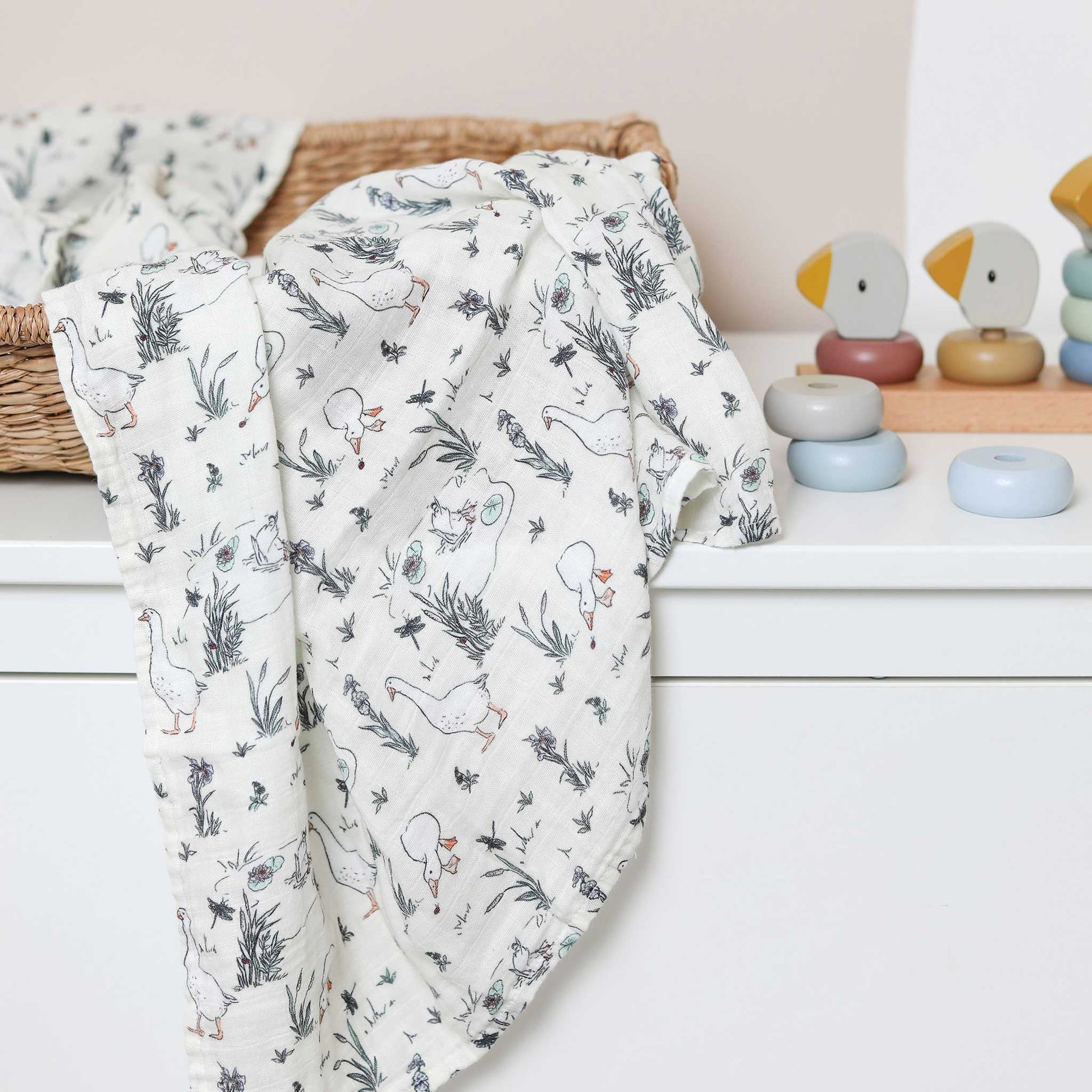 Organic Muslin Swaddle Blanket - Goose & the Ladybird