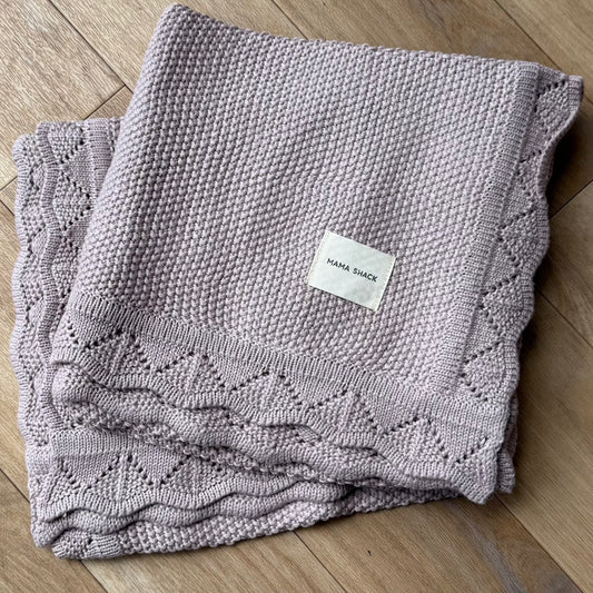 Vintage Knitted Blanket - Lavender