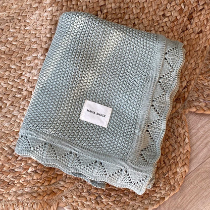 Vintage Knitted Blanket - Sage