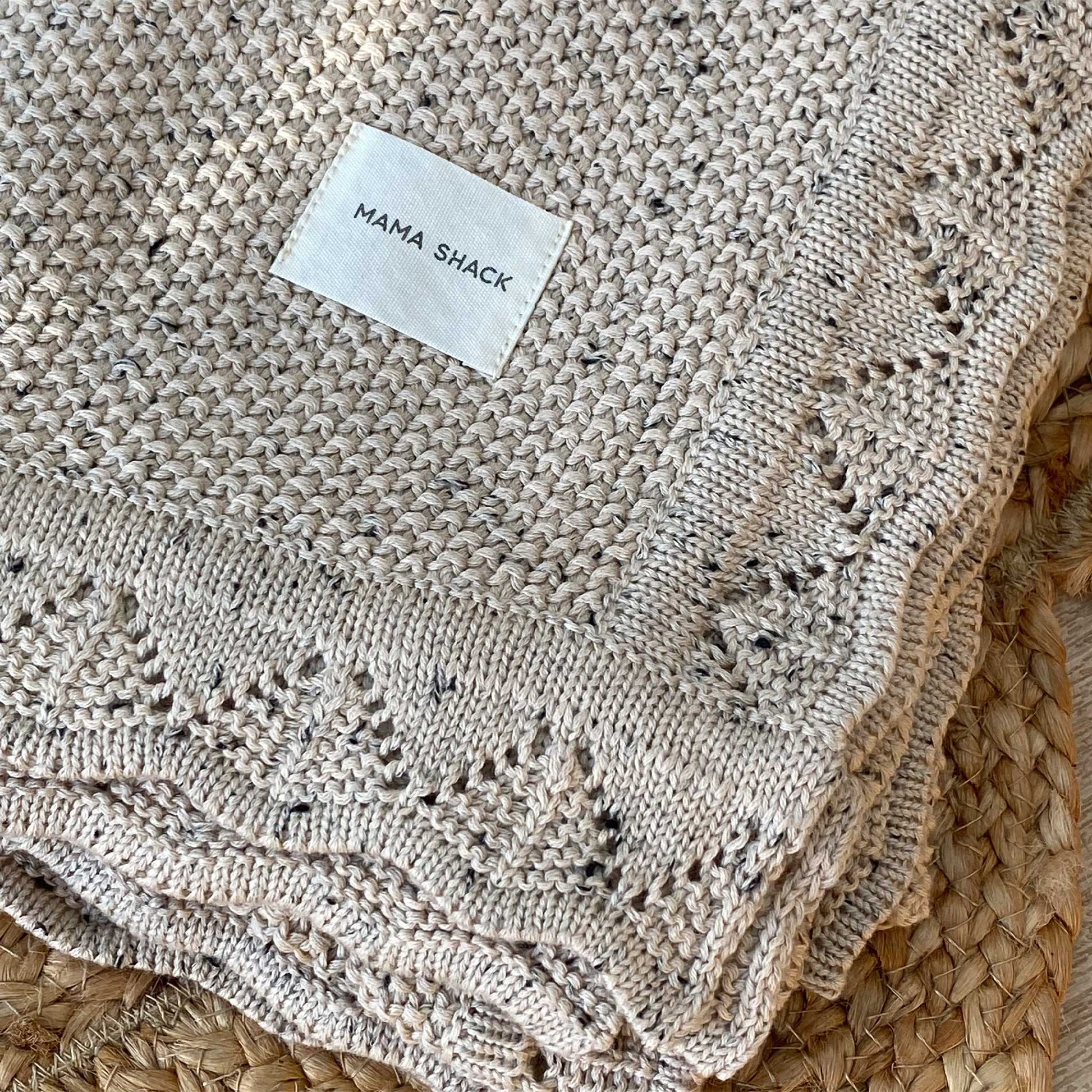 Vintage Knitted Blanket - Speckled Latte