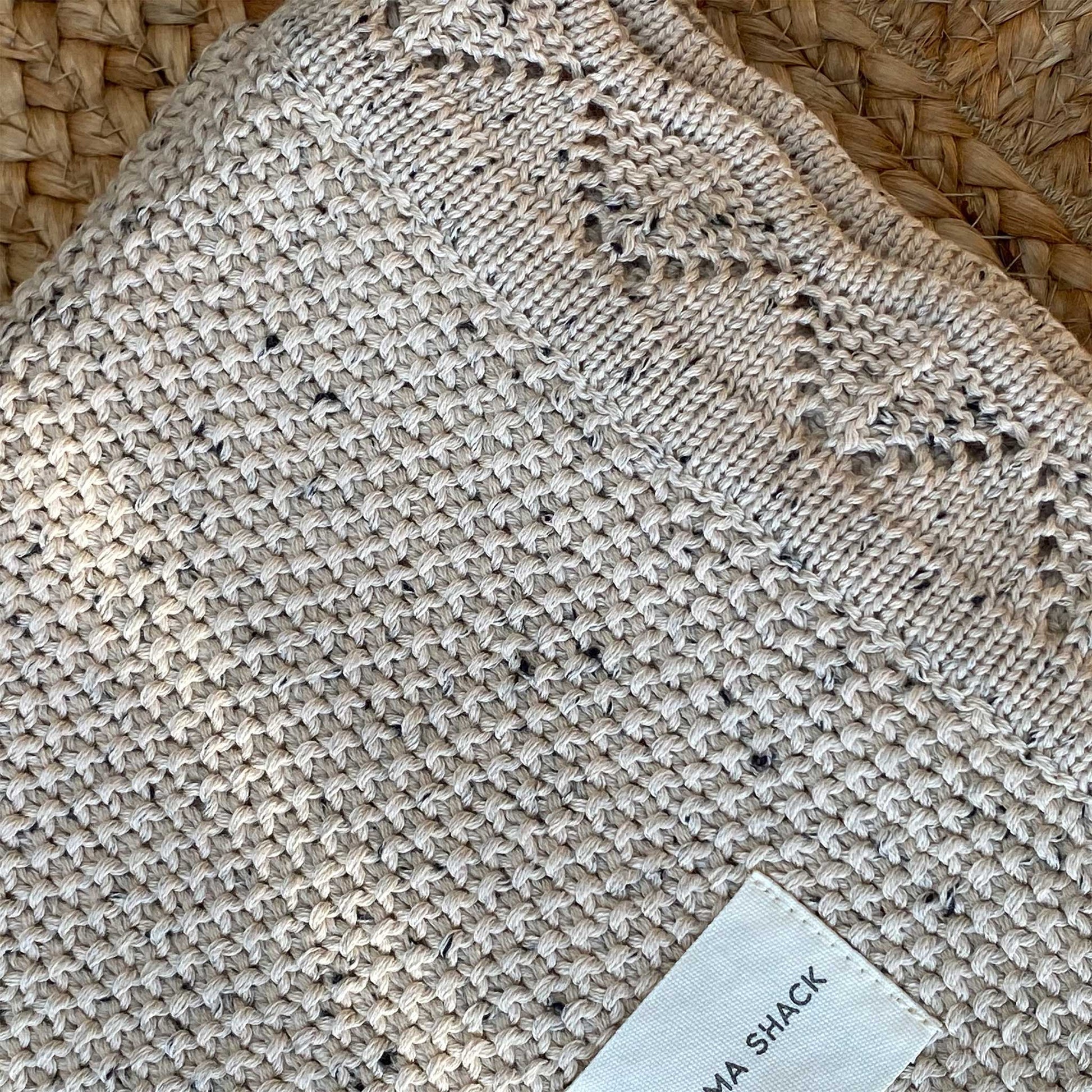 Vintage Knitted Blanket - Speckled Latte