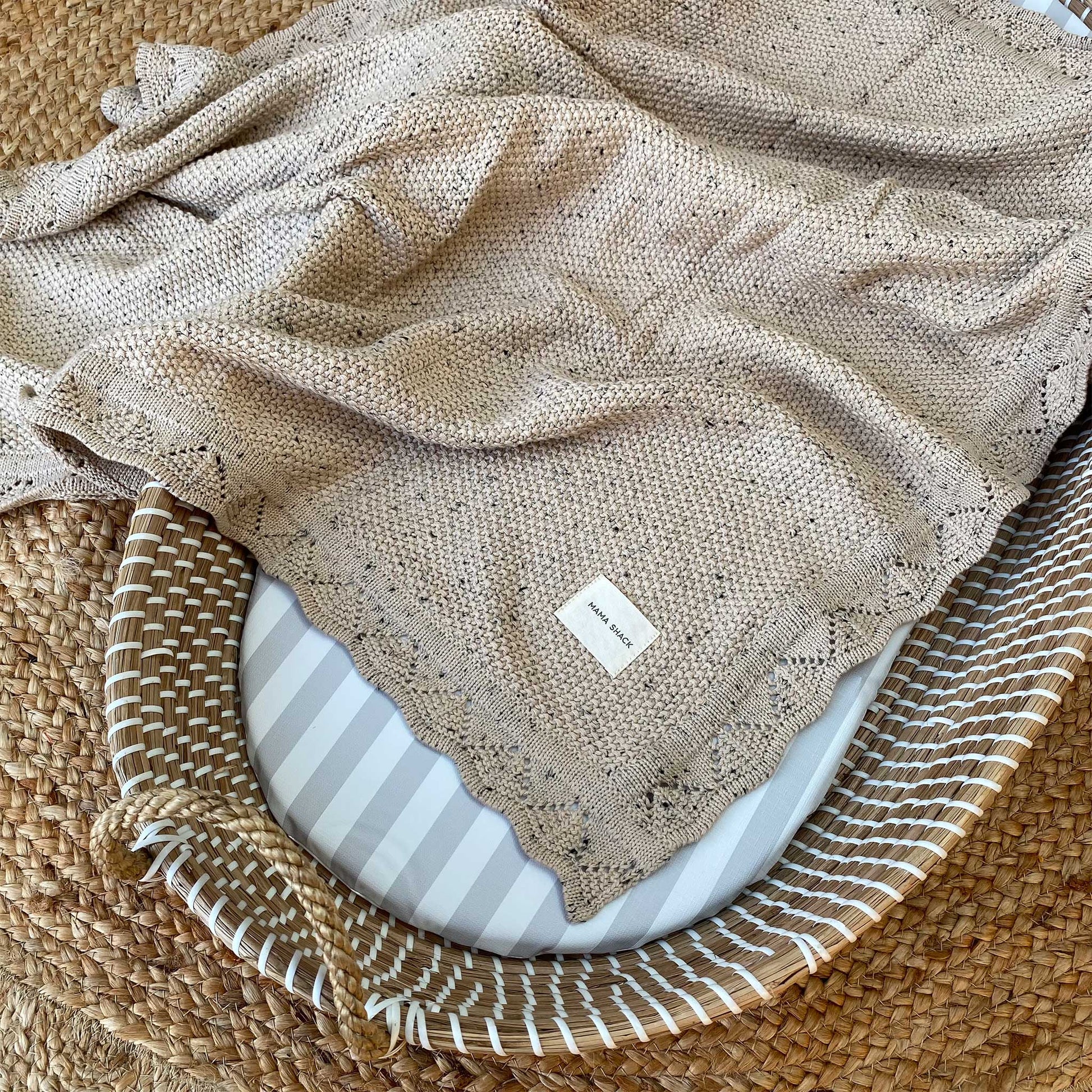 Vintage Knitted Blanket - Speckled Latte
