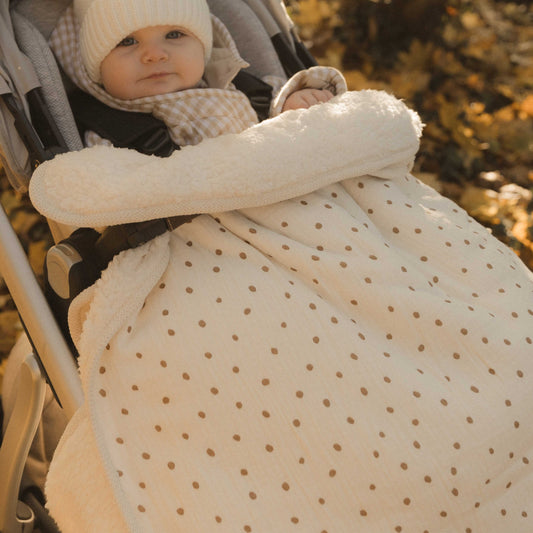 Muslin Sherpa Fleece Baby Blanket - Vintage Dots