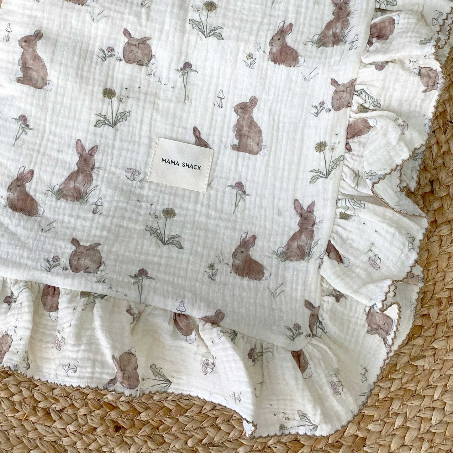 Frill Muslin Blanket - Bunnies