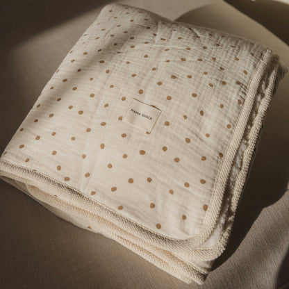 Muslin Sherpa Fleece Baby Blanket - Vintage Dots