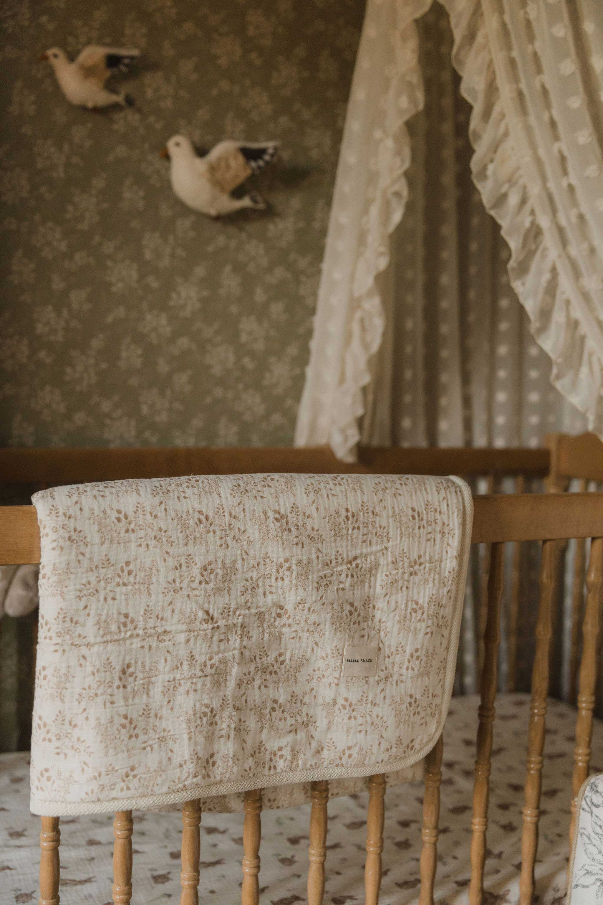 Muslin Sherpa Fleece Baby Blanket - Vintage Floral