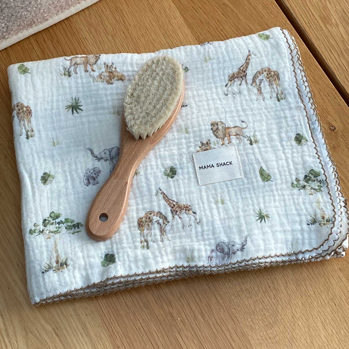Baby Changing Gift Set – Nappy Caddy, Travel Mat & Muslin - Sweet Safari