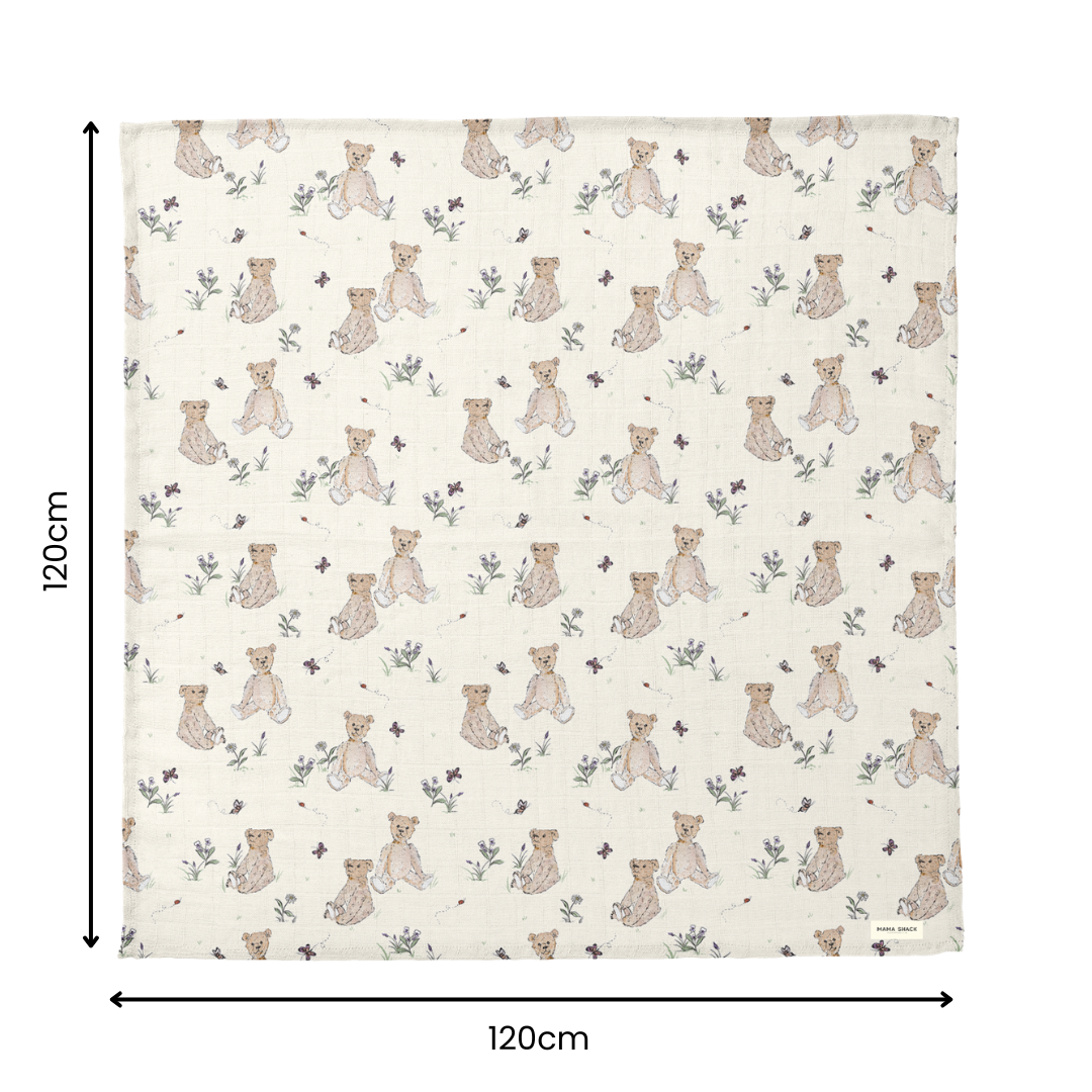 Muslin Swaddle Blanket - Vintage Bear