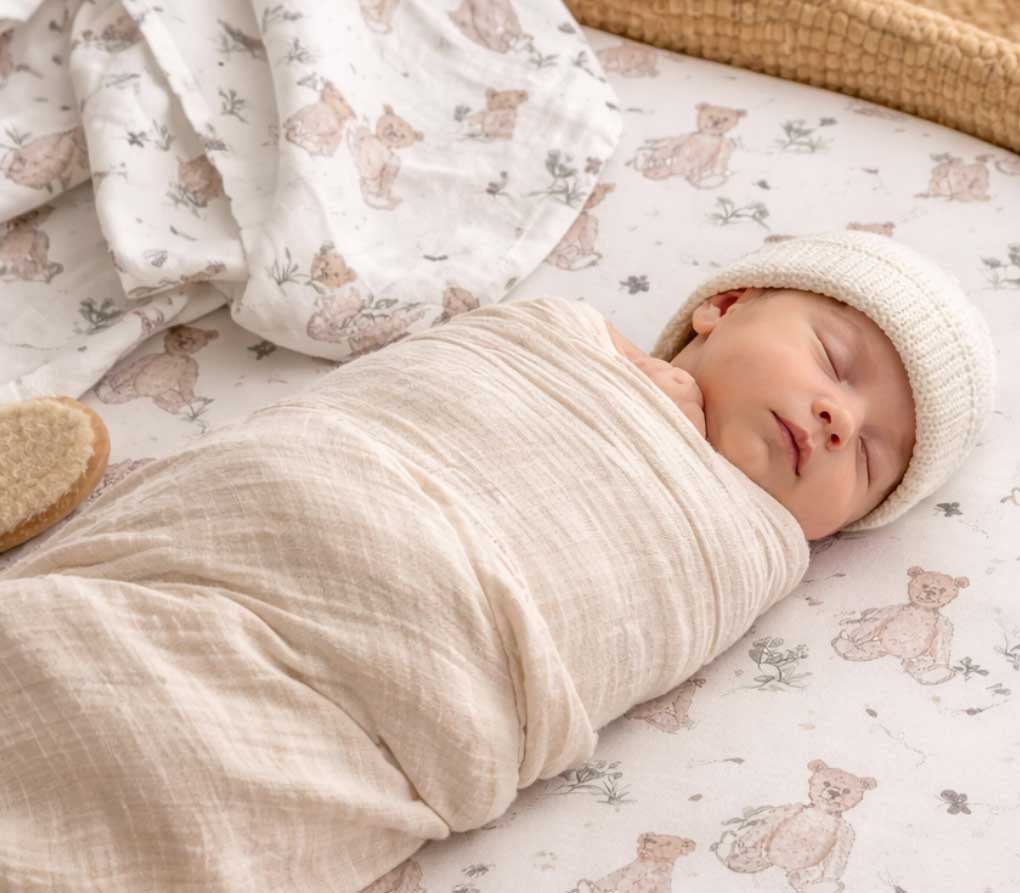 Muslin Swaddle Blanket - Vintage Bear
