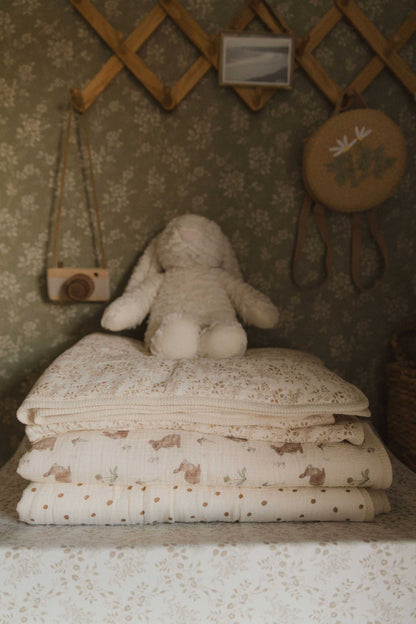 Muslin Sherpa Fleece Baby Blanket - Bunnies