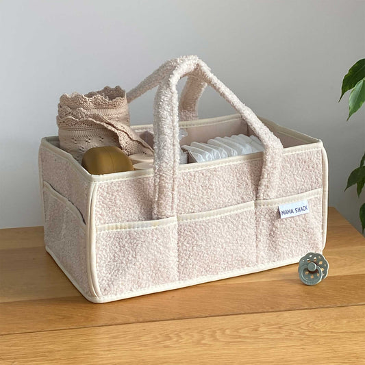 Nappy Caddy with pockets - Teddy Fleece - Ivory