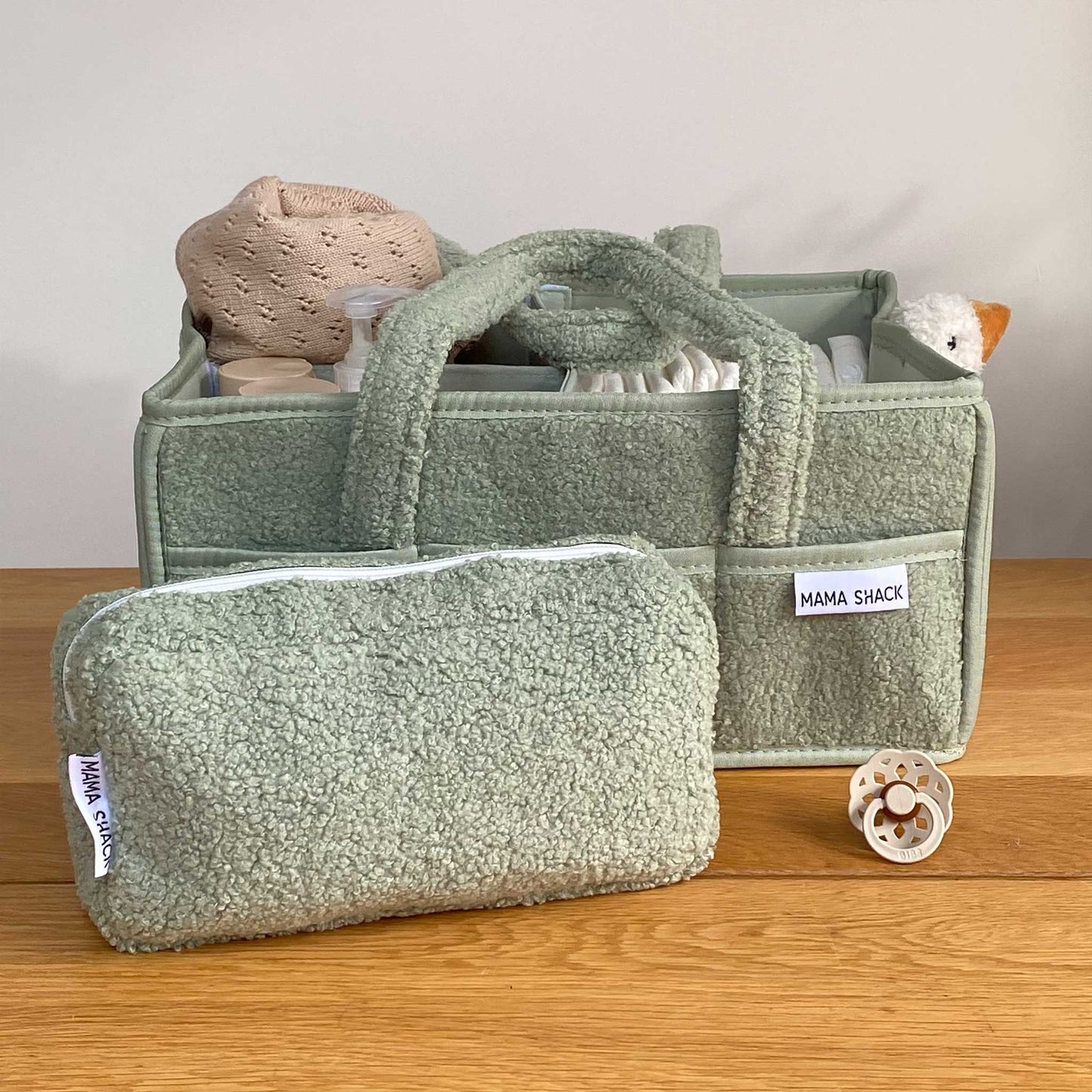 Teddy Fleece Changing Bag- Large - Sage