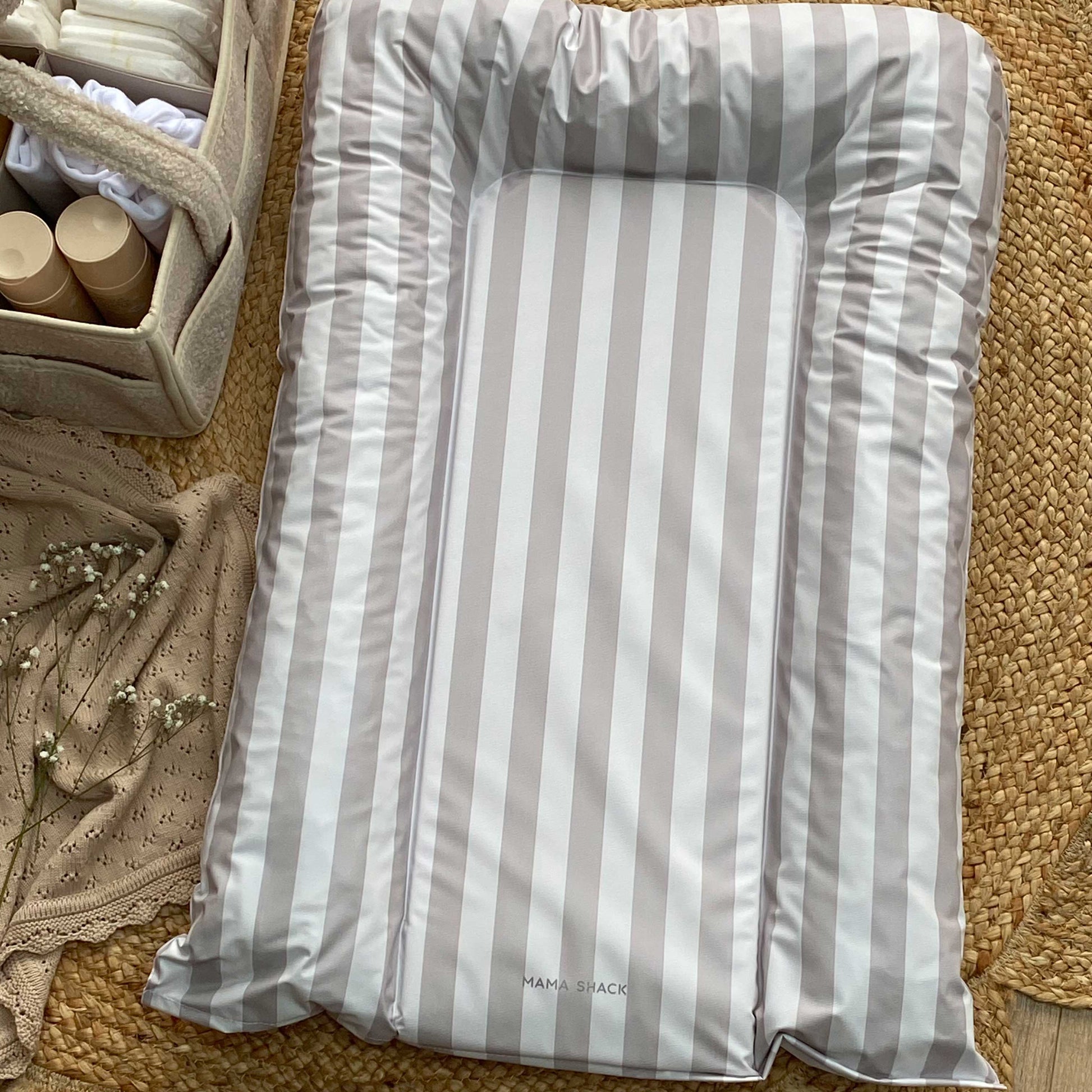 Nest Changing Mat - Candy Stripe Greige MAMA SHACK