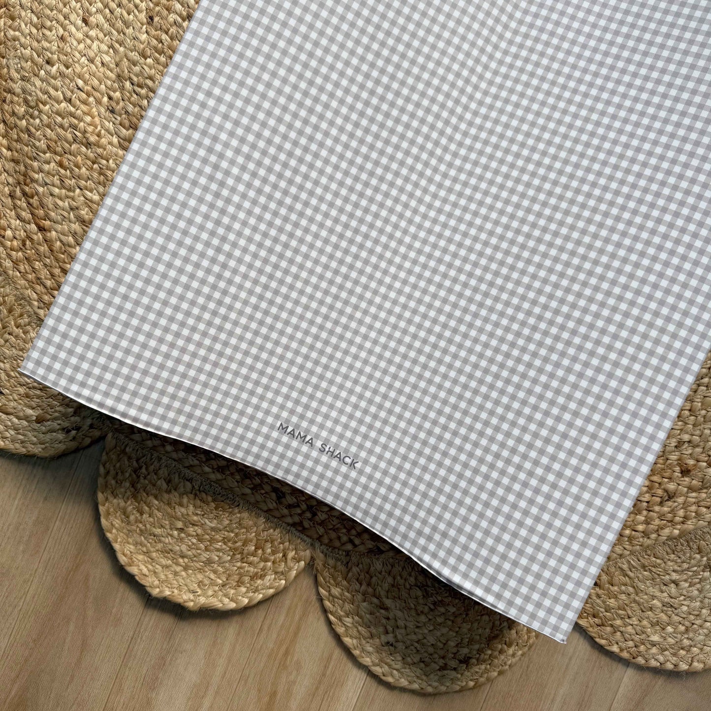 Anti Roll Changing Mat - Greige Gingham