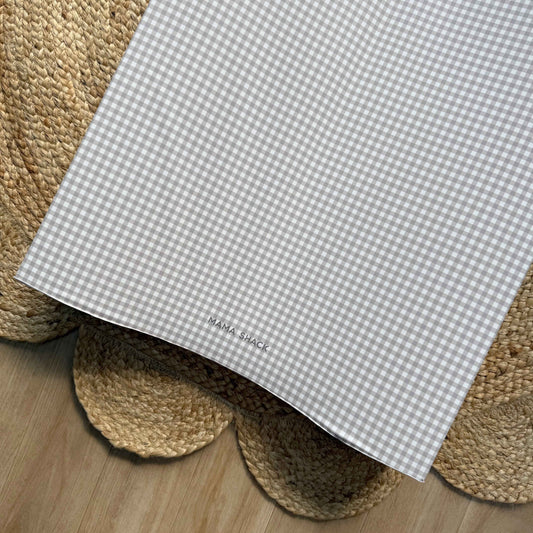 Anti Roll Changing Mat - Greige Gingham