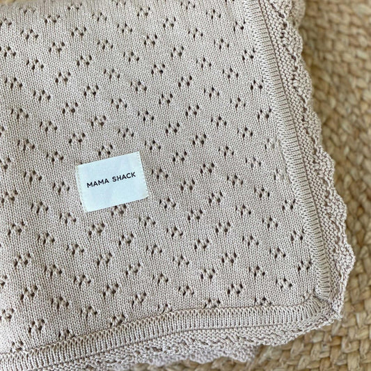 Dalia Pointelle Knit Baby Blanket – Oat
