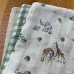 Muslin Squares - Set of 3 - Sweet Safari