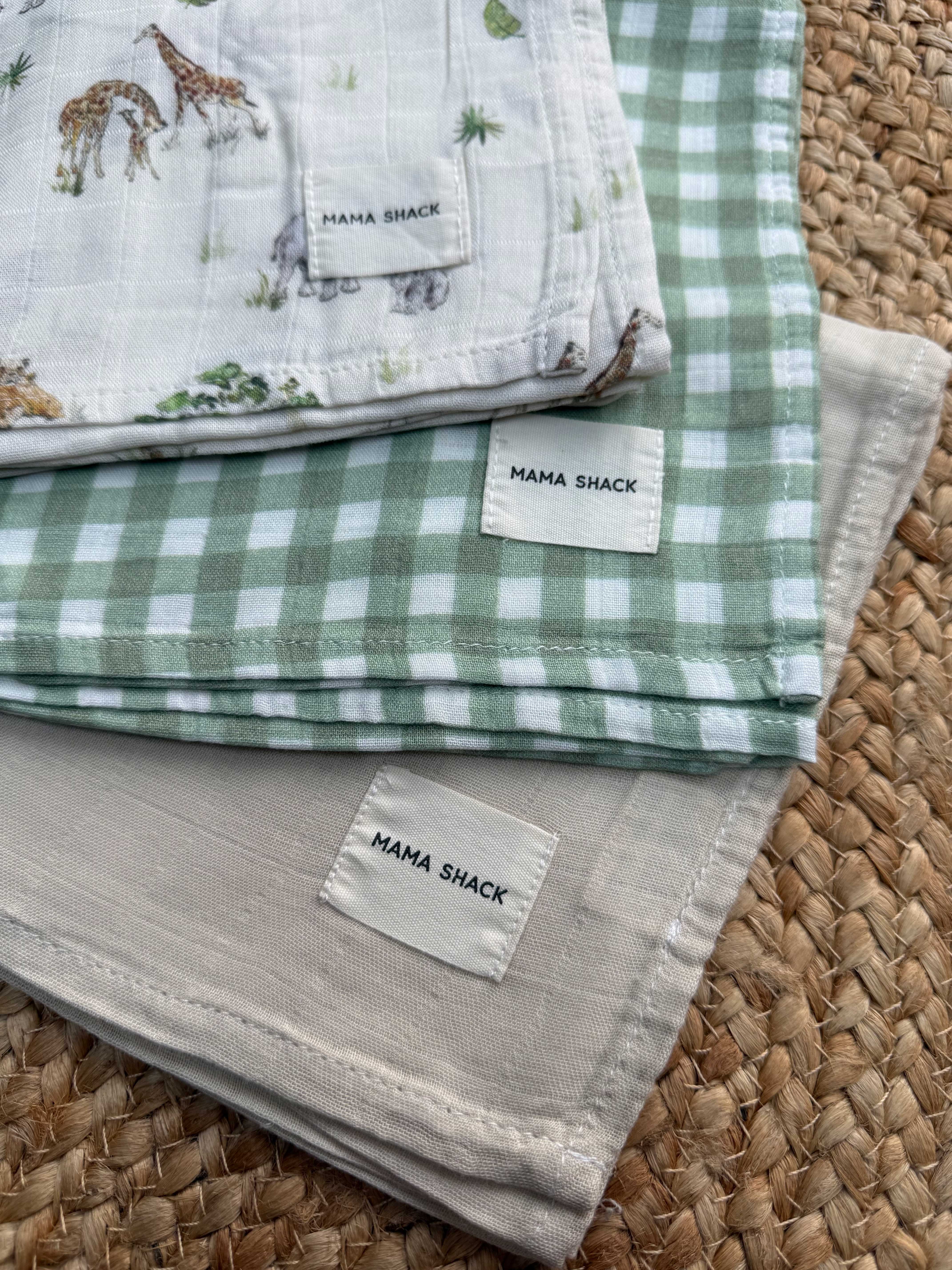 Muslin Squares - Set of 3 - Sweet Safari