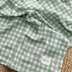 Muslin Swaddle Blanket - Sage Gingham