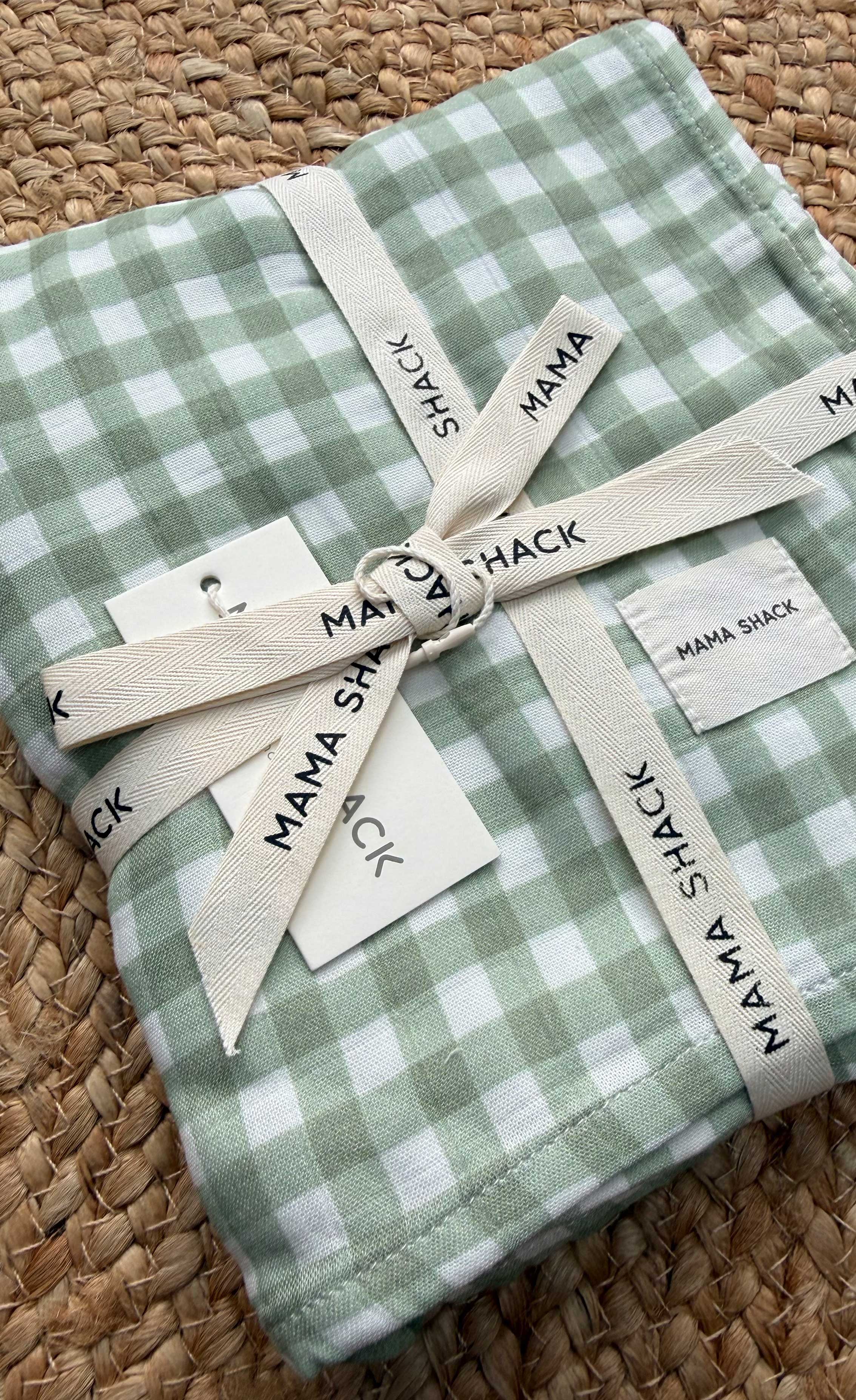 Muslin Swaddle Blanket - Sage Gingham