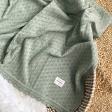 Dalia Pointelle Knit Baby Blanket – Sage Green