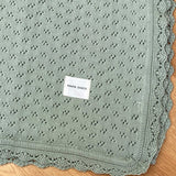 Dalia Pointelle Knit Baby Blanket – Sage Green