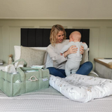 Nappy Caddy with Pockets - Teddy Fleece - Sage