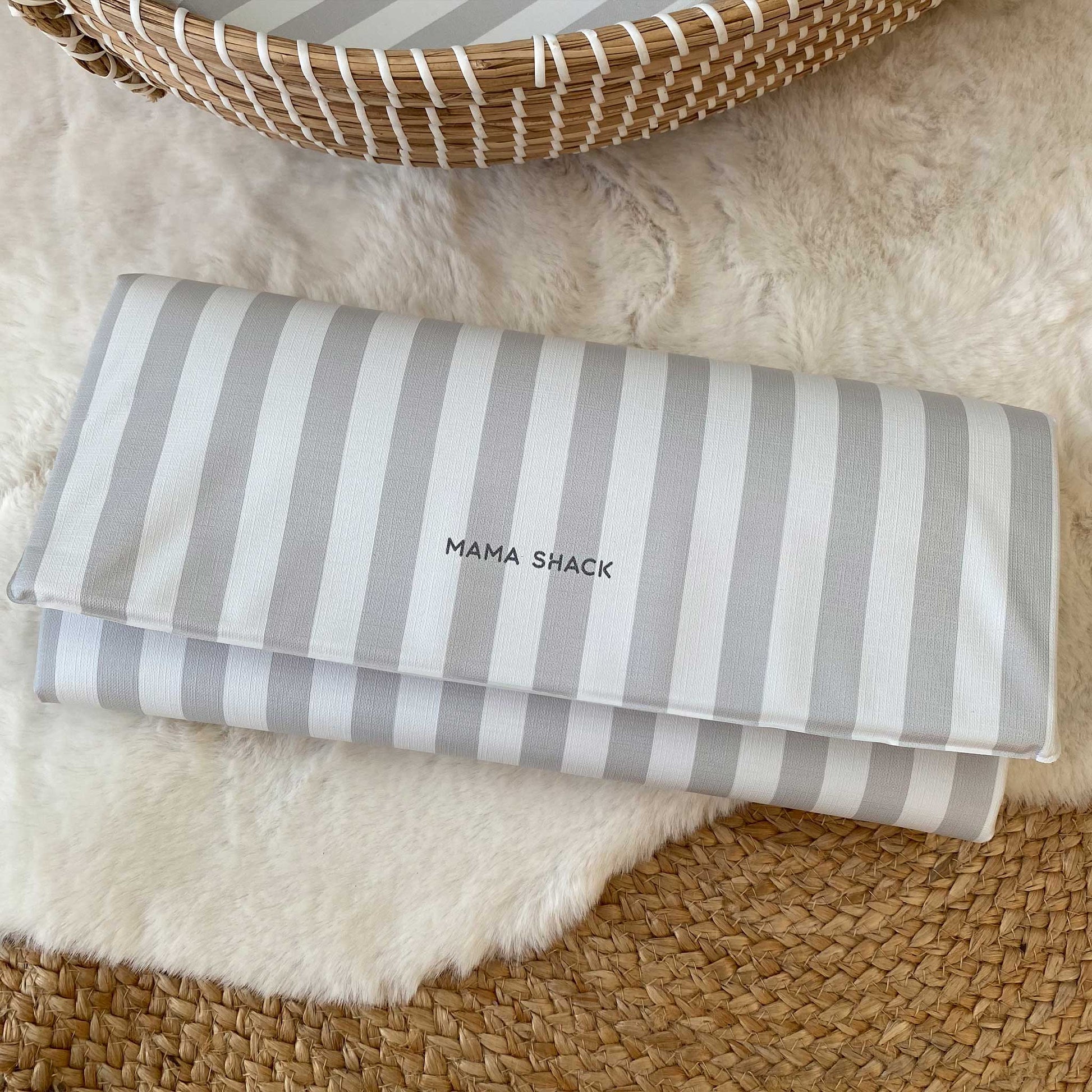 Travel Changing Mat - Greige Stripe