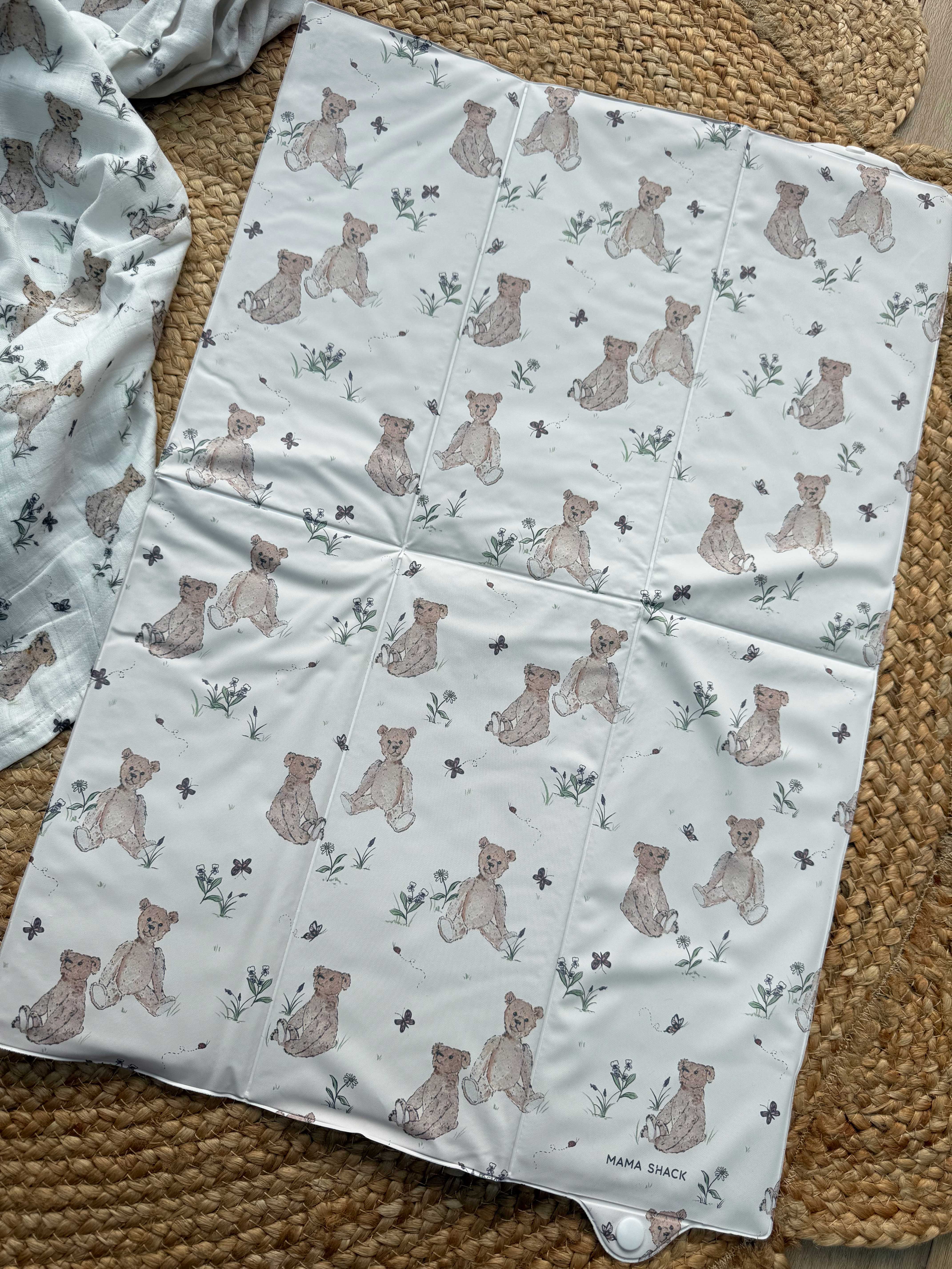 Foldable Travel Changing Mat - Vintage Bear