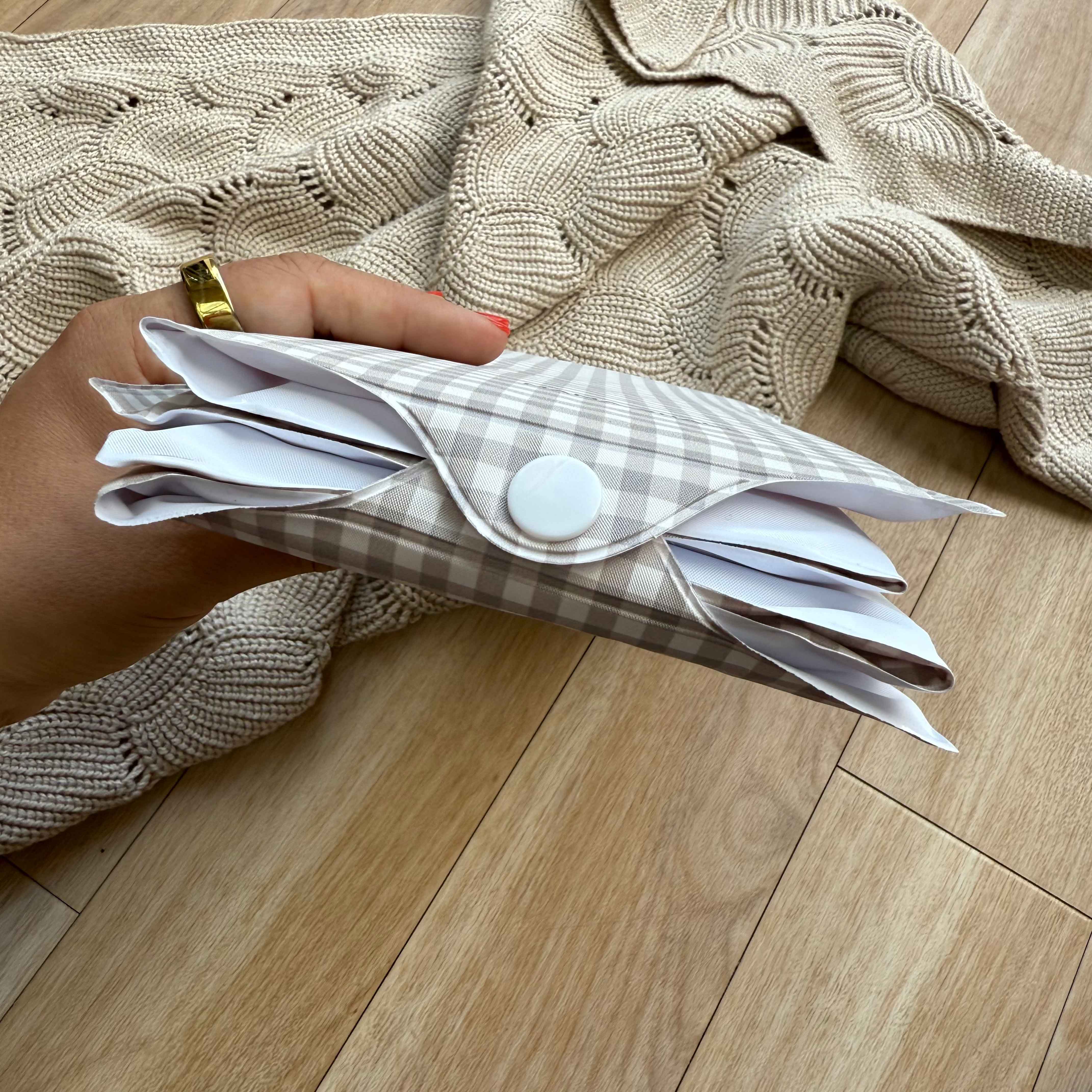 Foldable Travel Changing Mat - Greige Gingham