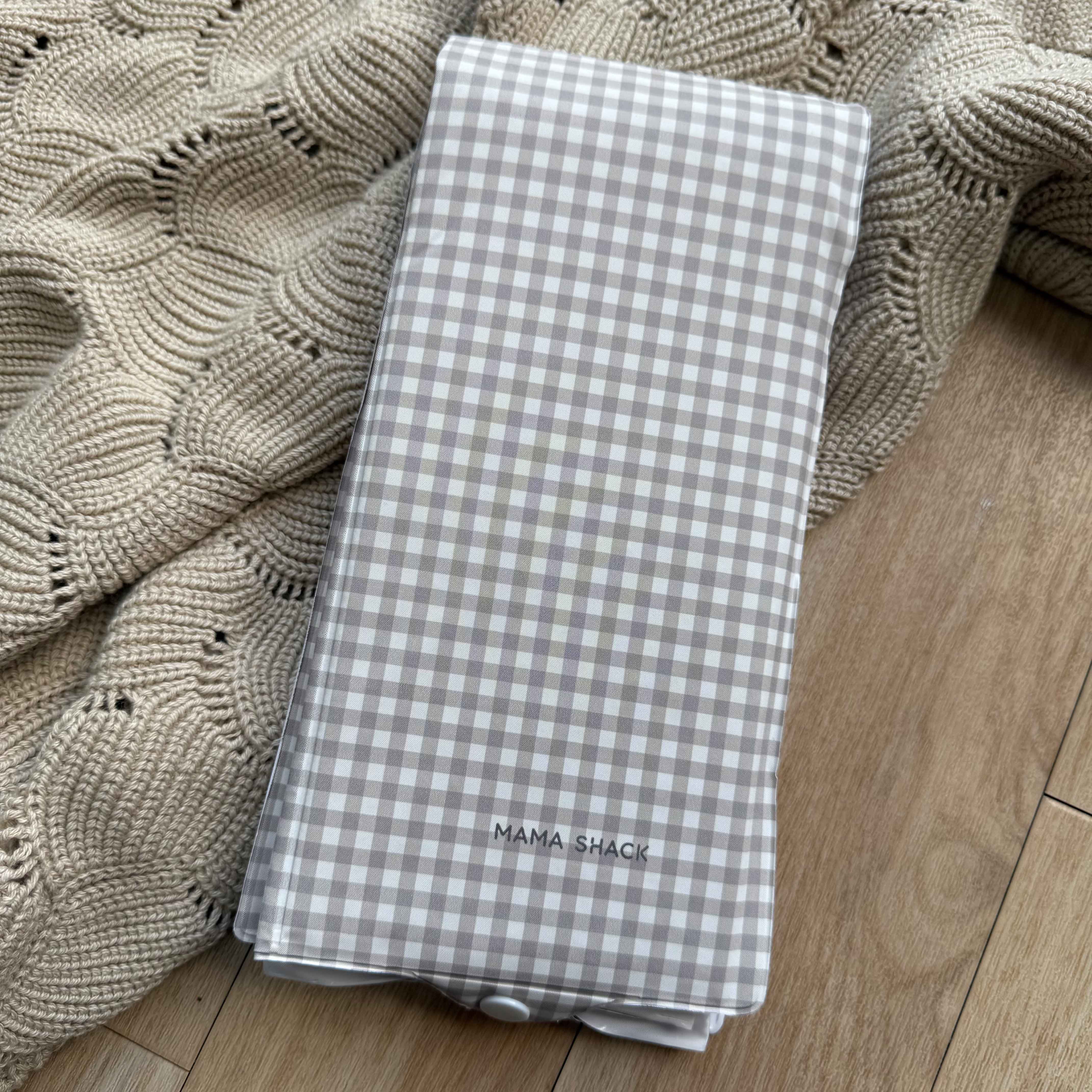 Foldable Travel Changing Mat - Greige Gingham