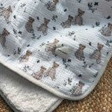 Muslin Sherpa Fleece Baby Blanket - Vintage Bear