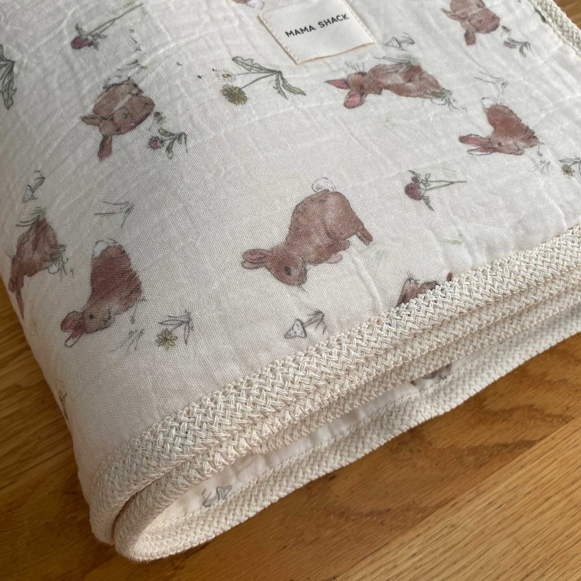 Muslin Sherpa Fleece Baby Blanket - Bunnies