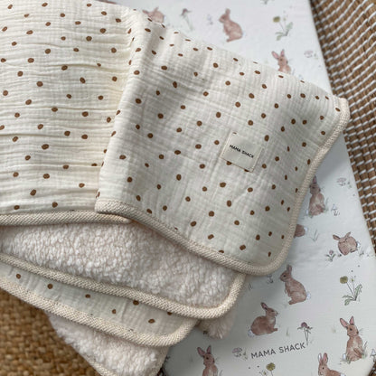 Muslin Sherpa Fleece Baby Blanket - Vintage Dots