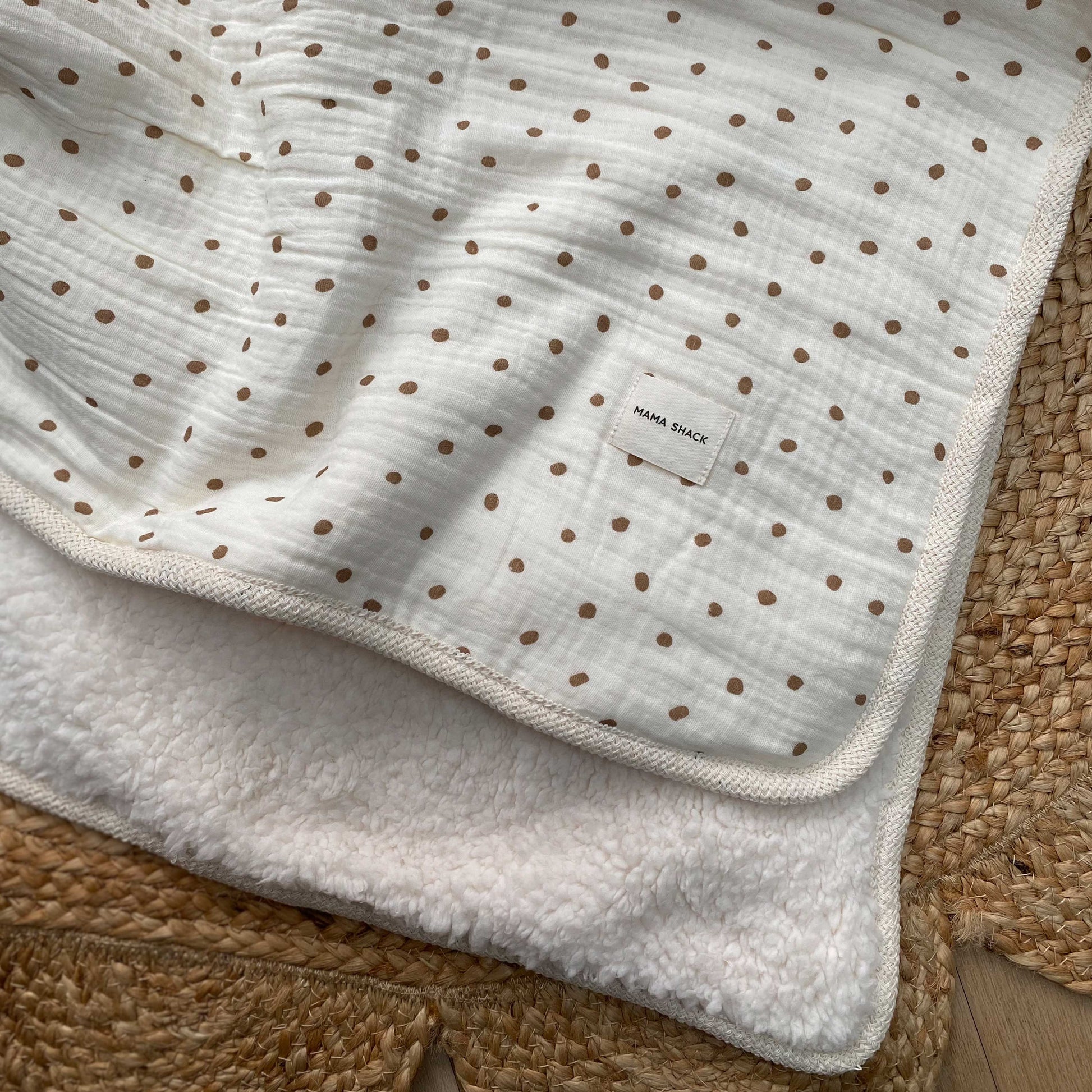 Muslin Sherpa Fleece Baby Blanket - Vintage Dots