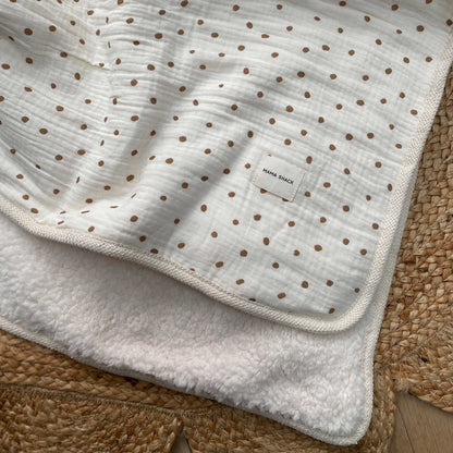 Muslin Sherpa Fleece Baby Blanket - Vintage Dots