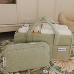 Nappy Caddy with pockets - Teddy Fleece - Sage