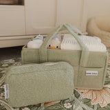 Nappy Caddy with pockets - Teddy Fleece - Sage