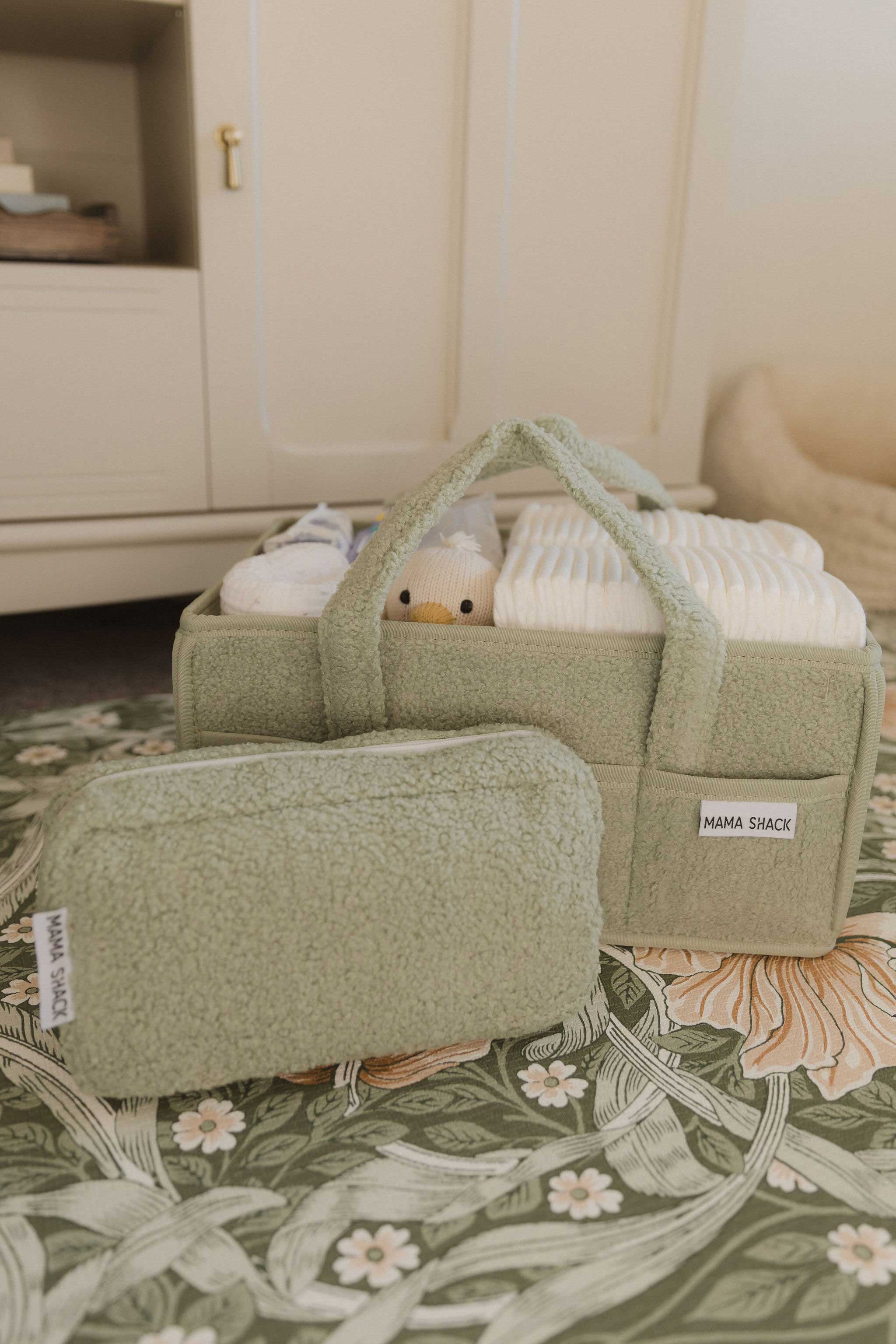 Neppy Fleece Nappy Caddy with Pockets - Teddy Fleece - Sage – Mama Shack