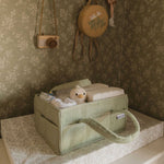 Nappy Caddy with pockets - Teddy Fleece - Sage